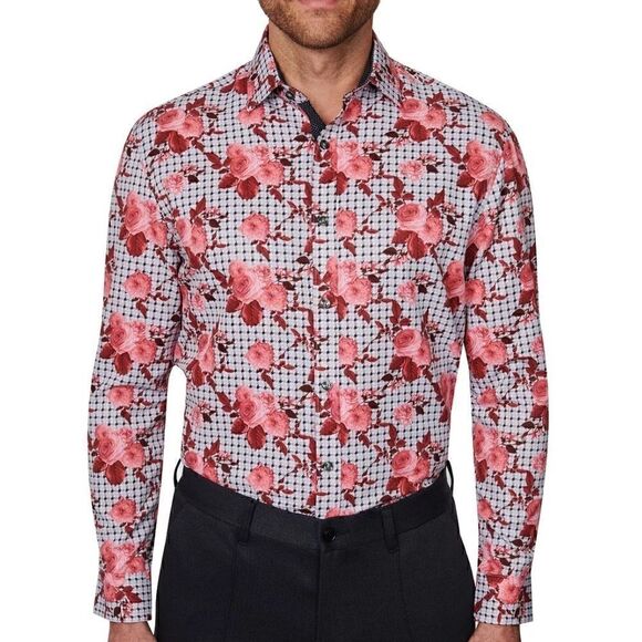 Society of Threads Men Slim Fit Floral
Performance Dress Shirt Gray Size M, red - Picture 1 of 11